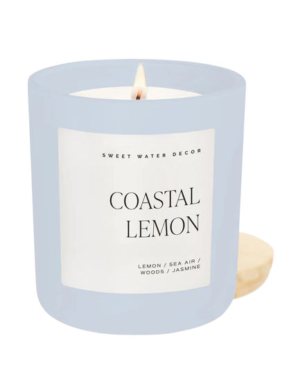 Coastal Lemon 15oz Matte Blue Jar Candle