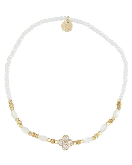 Crystal Clover White Seed Beaded Anklet