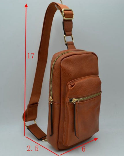 Single Strap Multi Zip Sling Bag