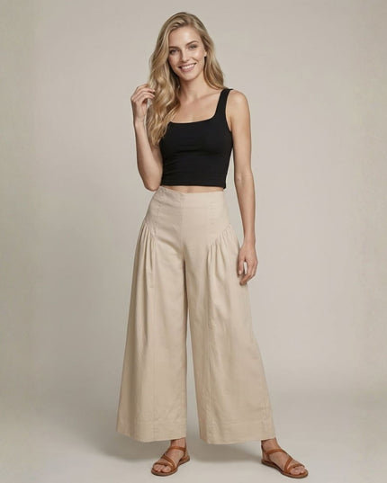 High Waist Wide Leg Culotte Pants