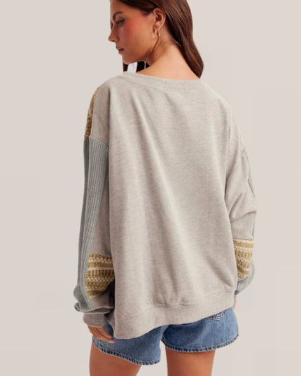Contrast Printed Detail Oversized Sweatshirt