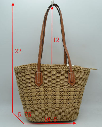 Mixed Weave Stitched Vegan Leather Strap Shoulder Bag