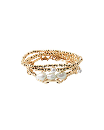 Triple Asymmetrical Pearl Ball Bead Link 4 Bracelet Set Copy