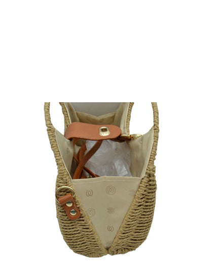 Round Handle Twist Closure Straw Bag