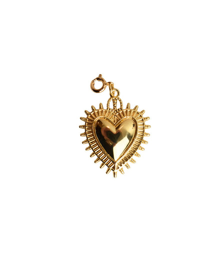 Crown Sunburst Heart Gold Metal Charm