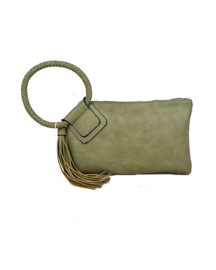 Braided Circle Handle Clutch Bag