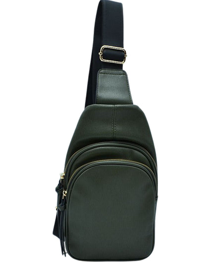 Ribbed Sling Crossbody Bag