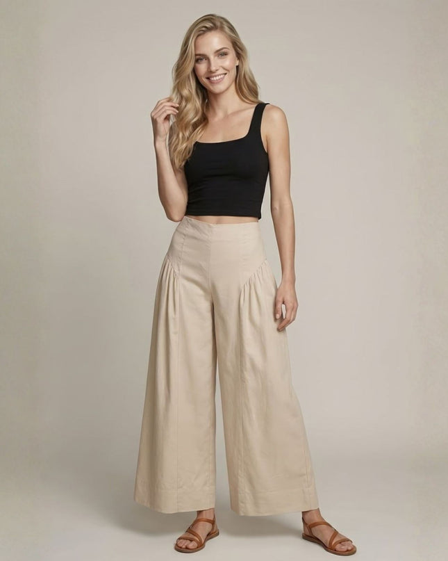 High Waist Wide Leg Culotte Pants