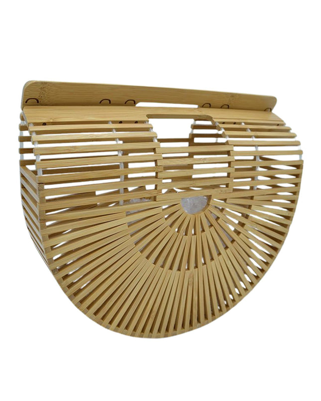 Large Open Bamboo Clutch Half Moon Bag