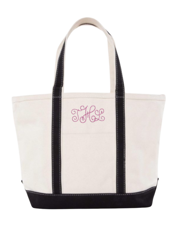 Monogram Medium Tote Personalized Canvas Bag