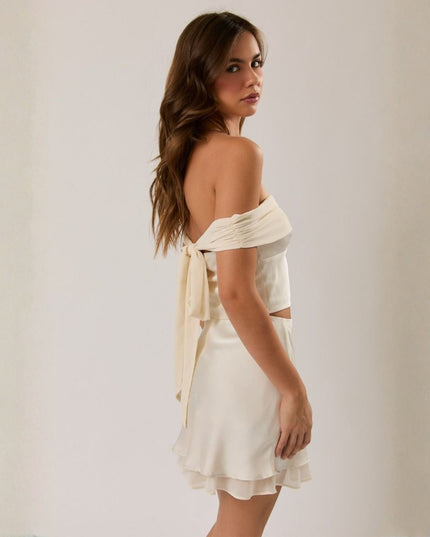 Off Shoulder Tie Back Detail Sleeveless Top