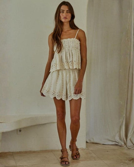 Ansley Elastic Waist Eyelet Shorts