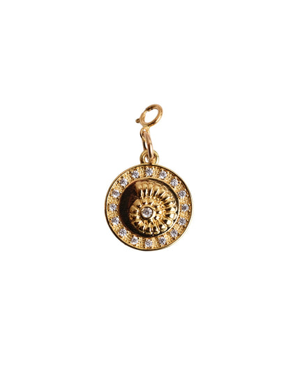 Spiral Shell Disc Crystal Stone Gold Metal Charm