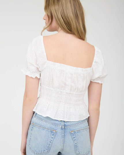 Sweetheart Neck Ruffle Puff Sleeve Top