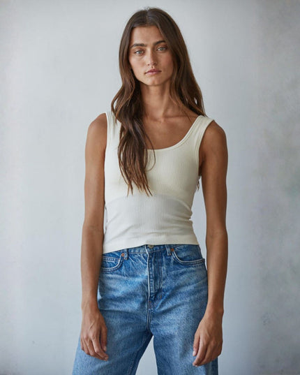 Padded Ribbed Fitted Tank Top