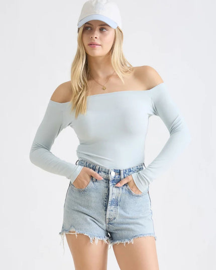 Off Shoulder Long Sleeve Knit Top