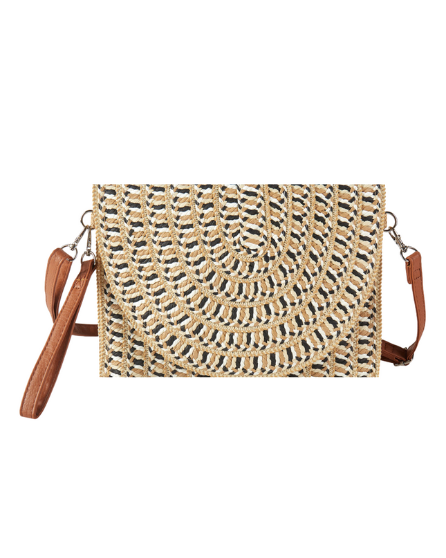 Multi Color Straw Envelope Crossbody Clutch Bag