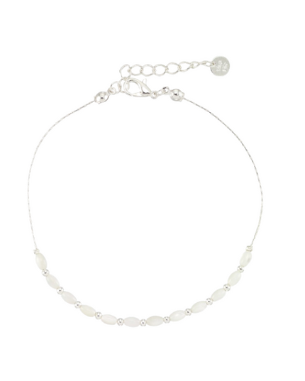 Oval Mother of Pearl Beaded Anklet