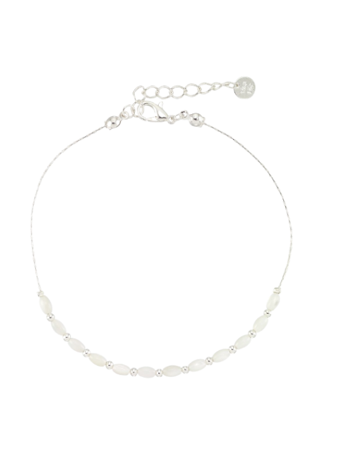 Oval Mother of Pearl Beaded Anklet