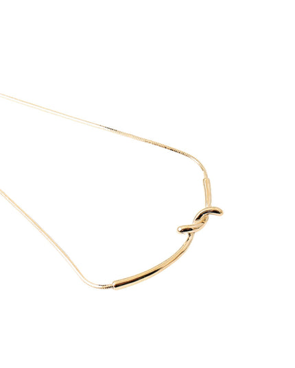 Link Knot Curved Bar Snake Chain Choker Necklace