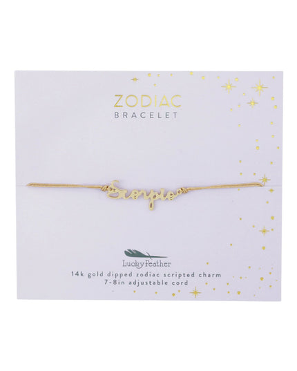 Zodiac Gold Scripted Adjustable Cord Bracelet