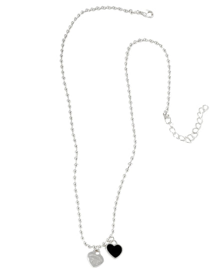 Double Heart Pendant Bubble Chain Necklace