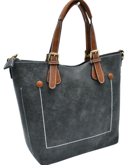 Brown Strap Front Pocket Handbag
