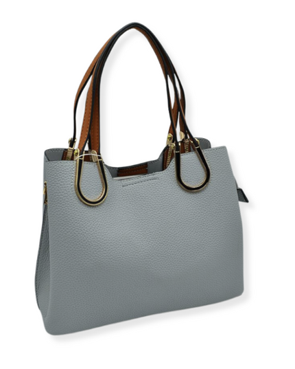 Structured Black & Gold Detailed Handle Handbag