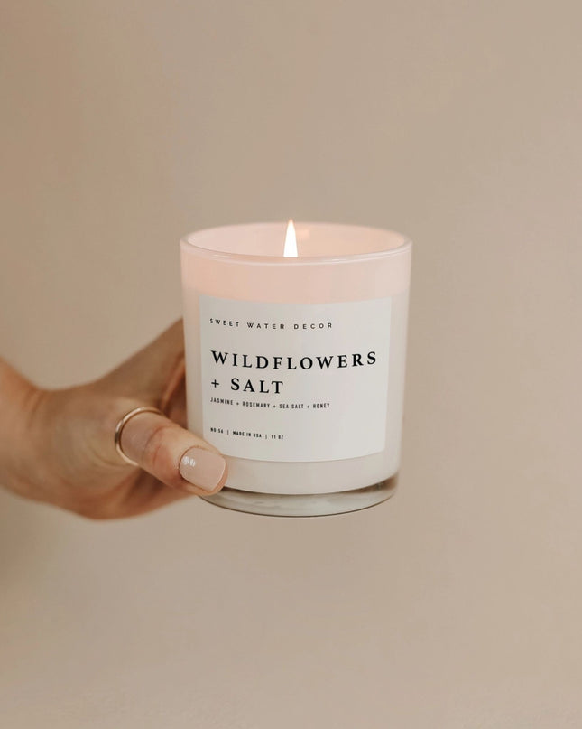 Wildflowers & Salt 11oz White Jar Soy Candle