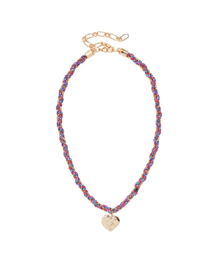 Twisted Thread Chain Textured Gold Heart Pendant Necklace