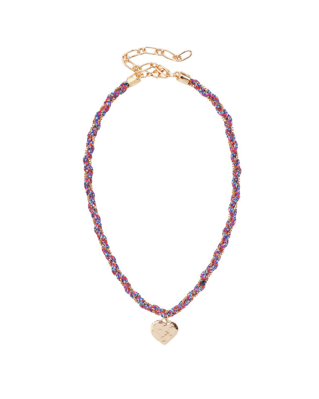 Twisted Thread Chain Textured Gold Heart Pendant Necklace