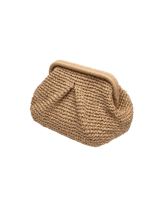 Raffia Dumpling Pouch Bag