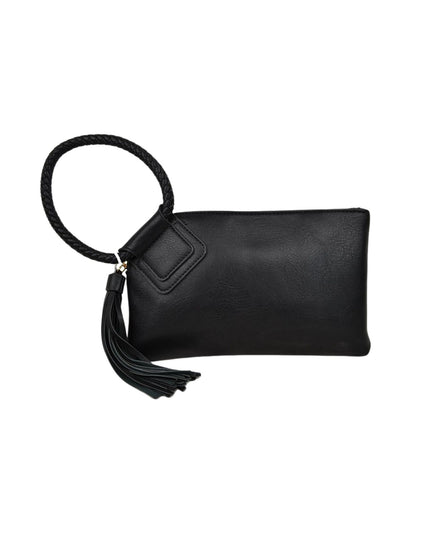Braided Circle Handle Clutch Bag