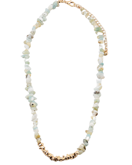 Gold Center Funky Shaped Stone Necklace