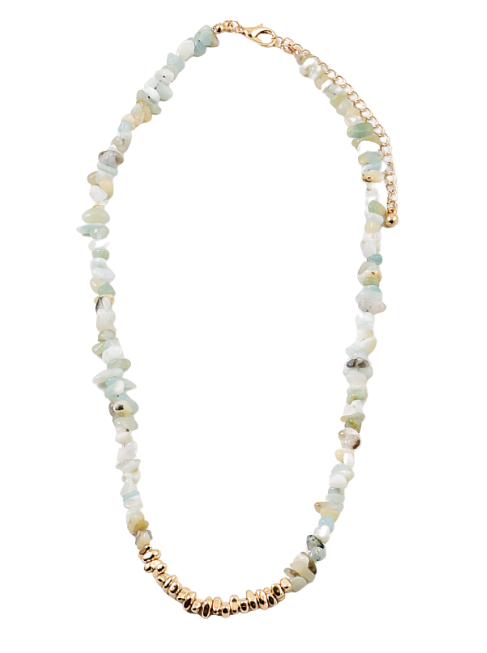 Gold Center Funky Shaped Stone Necklace