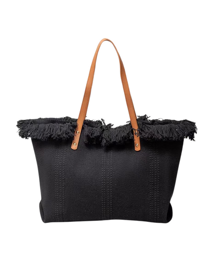 Fringe Edge Textured Tote Bag