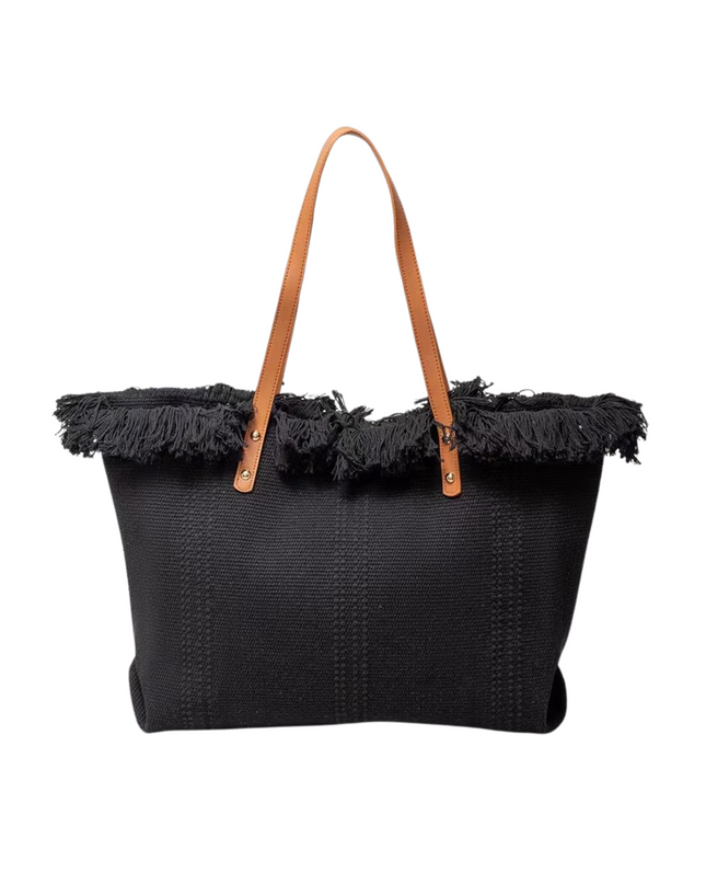Fringe Edge Textured Tote Bag
