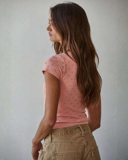 Fitted Eyelet Short Sleeve Tee
