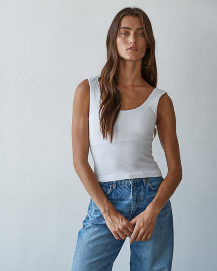 Padded Ribbed Fitted Tank Top