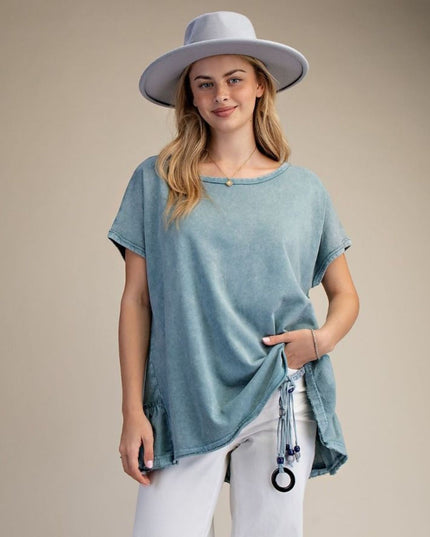 Ruffle Back Short Sleeve Top
