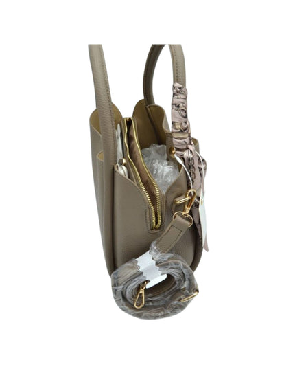 Scarf Detail Pebbled Vegan Leather Satchel Handbag