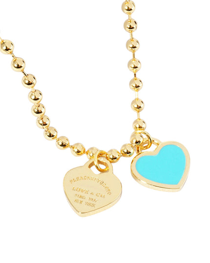 Double Heart Pendant Bubble Chain Necklace