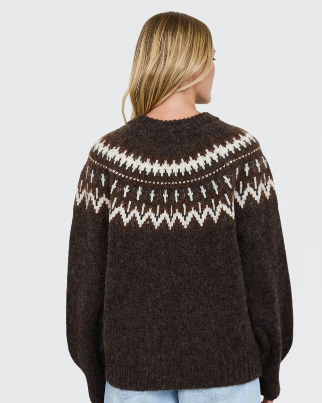Fair Isle Yoke Crew Neck Sweater
