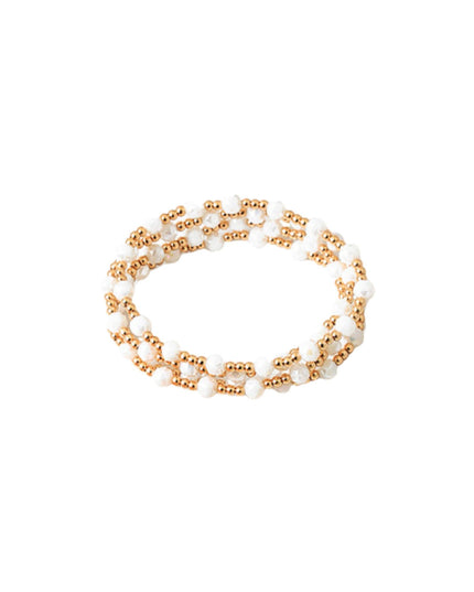 Spaced Faceted Triple Gold Ball Bead 4 Bracelet Set