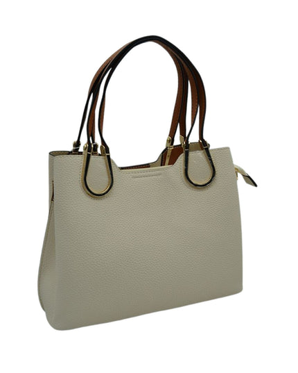 Structured Black & Gold Detailed Handle Handbag