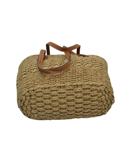 Mixed Weave Stitched Vegan Leather Strap Shoulder Bag