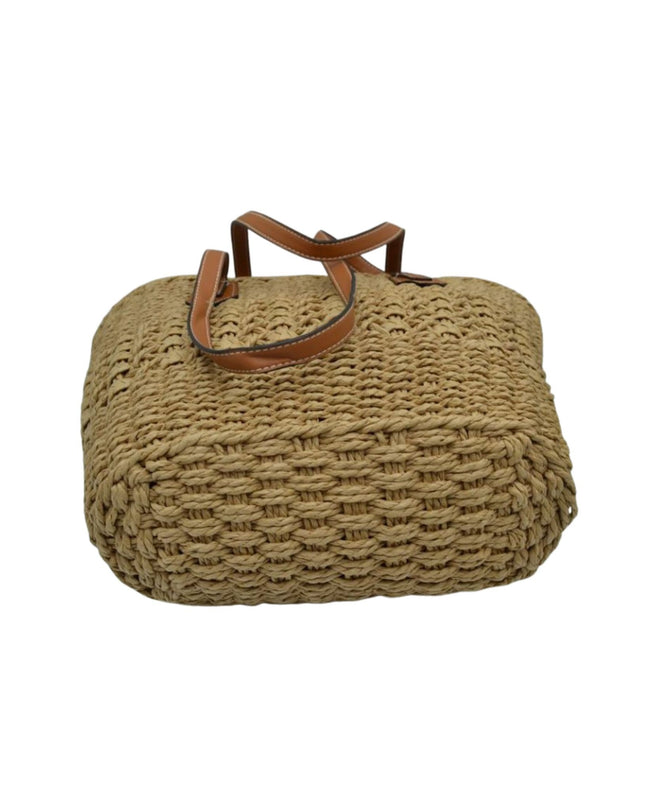 Mixed Weave Stitched Vegan Leather Strap Shoulder Bag