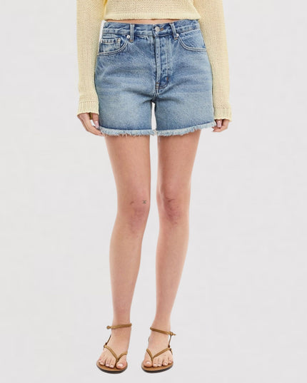 Frayed Hem Regular Waist Denim Shorts