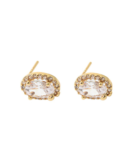 Circle Crystal Stone Rhinestone Stud Earrings