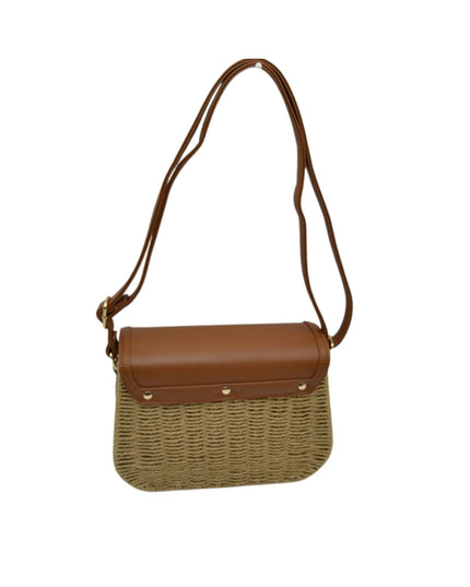 Vegan Leather Closure & Strap Straw Crossbody Bag